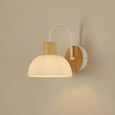 Lámpara de aplique de pared de 1 luz redonda de flores de vidrio cerámico acrílico escandinavo contemporáneo para dormitorio y sala de estar 