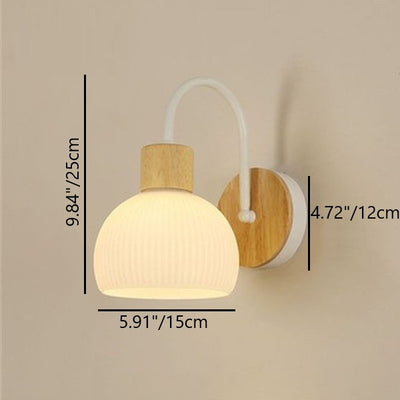 Lámpara de aplique de pared de 1 luz redonda de flores de vidrio cerámico acrílico escandinavo contemporáneo para dormitorio y sala de estar 