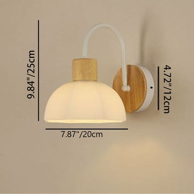 Lámpara de aplique de pared de 1 luz redonda de flores de vidrio cerámico acrílico escandinavo contemporáneo para dormitorio y sala de estar 