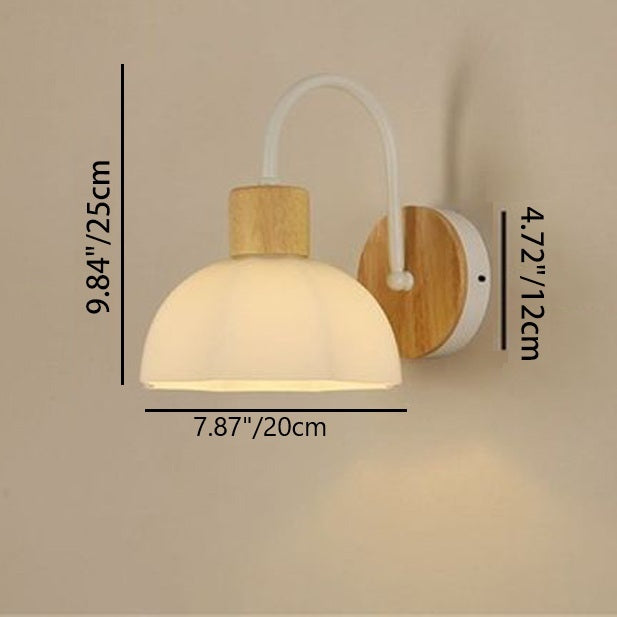Lámpara de aplique de pared de 1 luz redonda de flores de vidrio cerámico acrílico escandinavo contemporáneo para dormitorio y sala de estar 