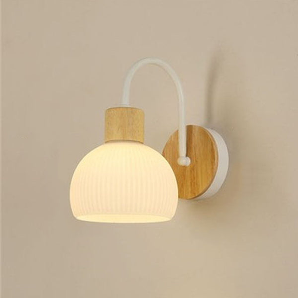 Lámpara de aplique de pared de 1 luz redonda de flores de vidrio cerámico acrílico escandinavo contemporáneo para dormitorio y sala de estar 