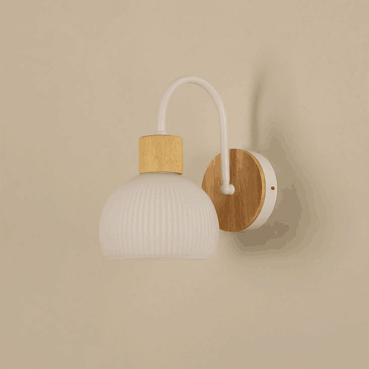 Lámpara de aplique de pared de 1 luz redonda de flores de vidrio cerámico acrílico escandinavo contemporáneo para dormitorio y sala de estar 