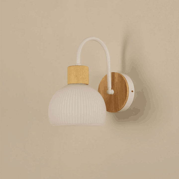 Lámpara de aplique de pared de 1 luz redonda de flores de vidrio cerámico acrílico escandinavo contemporáneo para dormitorio y sala de estar 