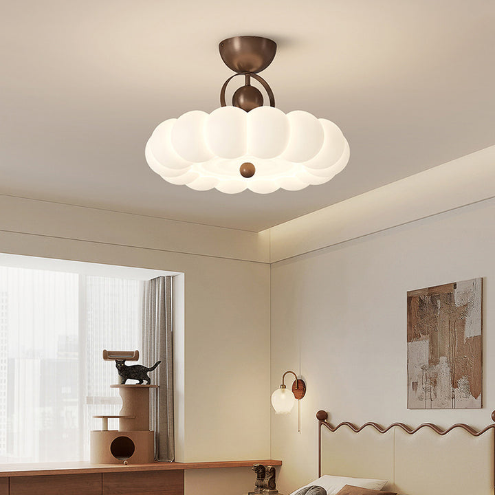 Moderne Art Deco PE Eisen Blase Feder Runde LED Deckenleuchte für Schlafzimmer &amp; Wohnzimmer 