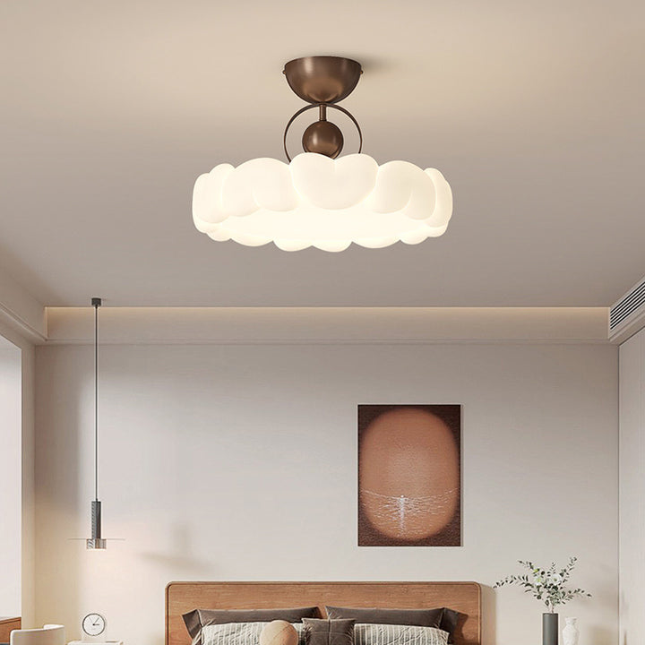 Moderne Art Deco PE Eisen Blase Feder Runde LED Deckenleuchte für Schlafzimmer &amp; Wohnzimmer 