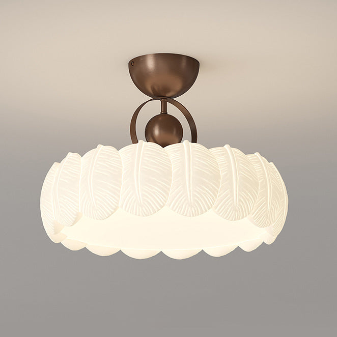 Moderne Art Deco PE Eisen Blase Feder Runde LED Deckenleuchte für Schlafzimmer &amp; Wohnzimmer 
