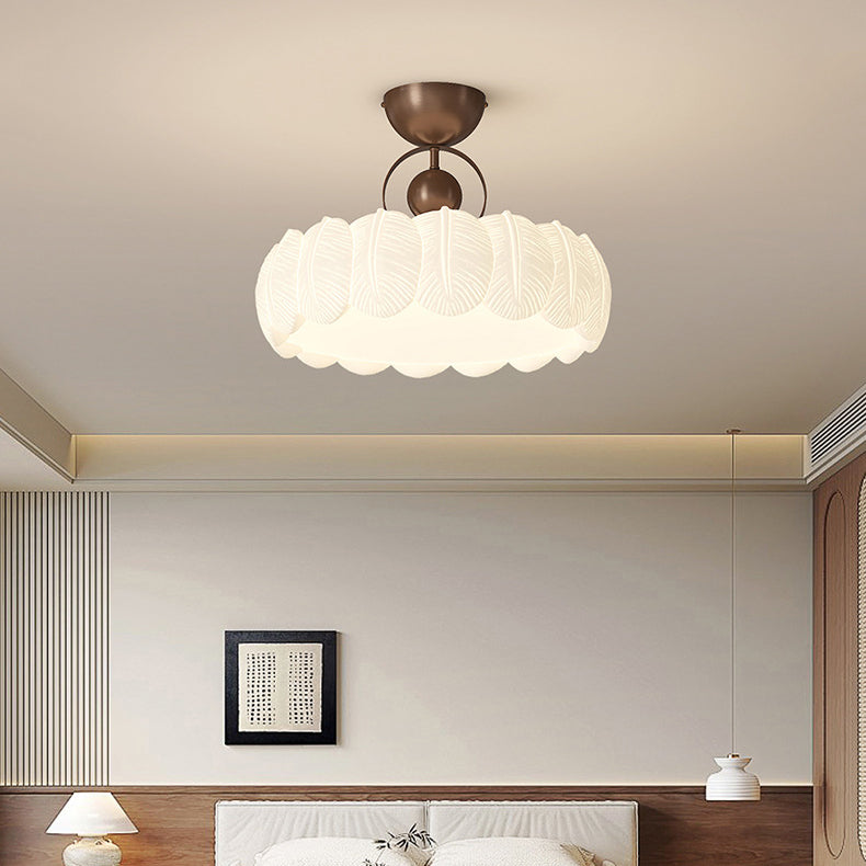 Moderne Art Deco PE Eisen Blase Feder Runde LED Deckenleuchte für Schlafzimmer &amp; Wohnzimmer 