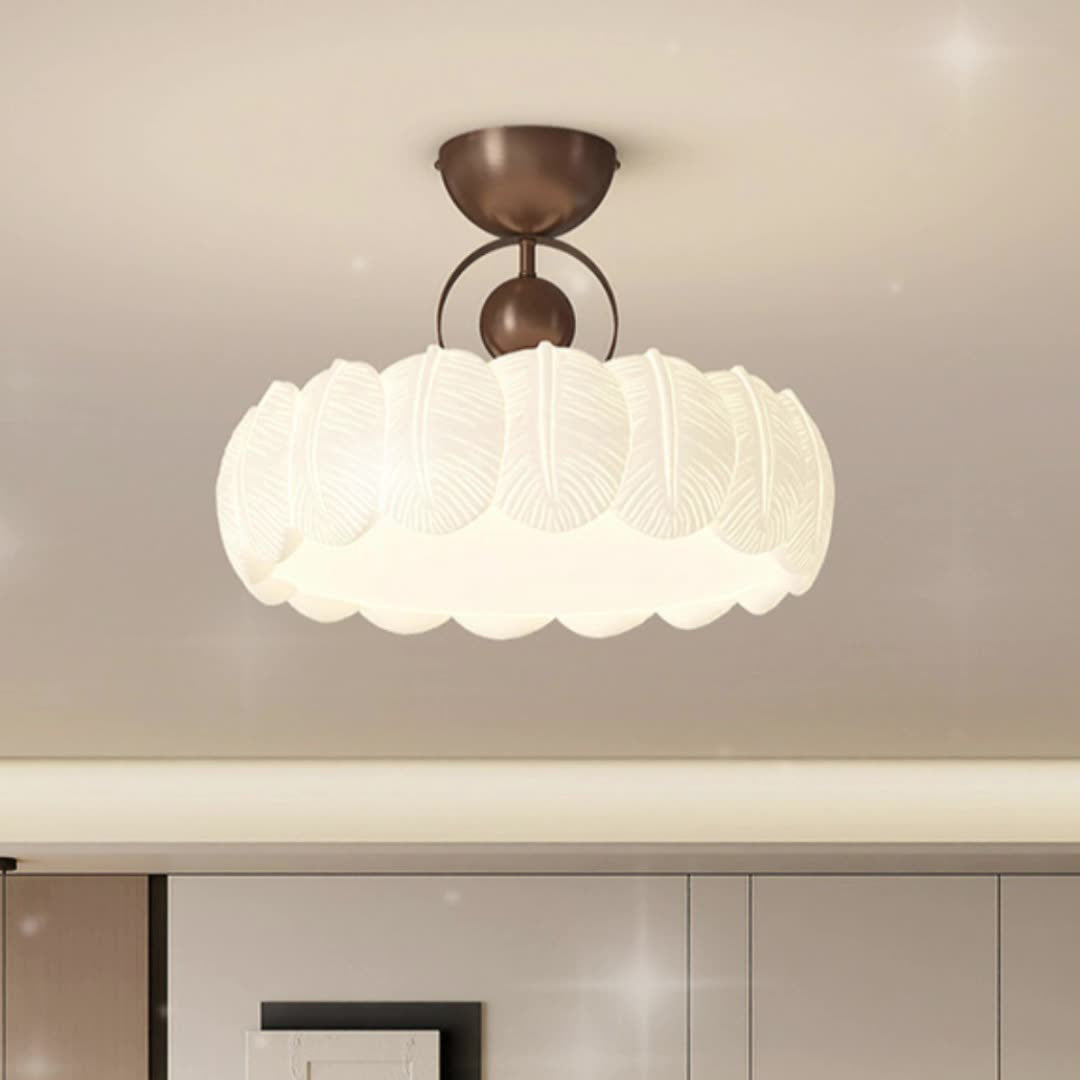 Moderne Art Deco PE Eisen Blase Feder Runde LED Deckenleuchte für Schlafzimmer &amp; Wohnzimmer 