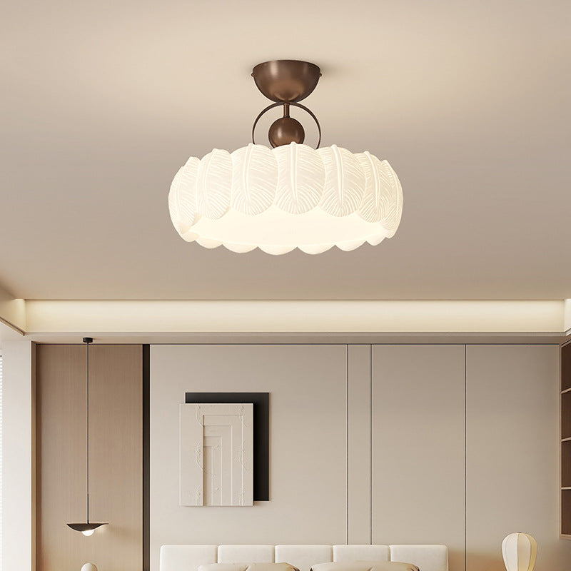 Moderne Art Deco PE Eisen Blase Feder Runde LED Deckenleuchte für Schlafzimmer &amp; Wohnzimmer 