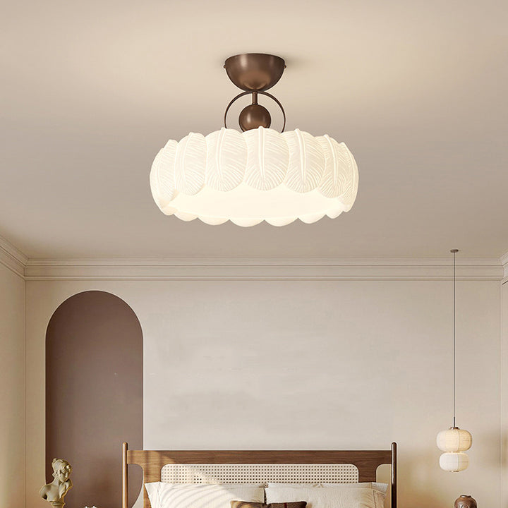 Moderne Art Deco PE Eisen Blase Feder Runde LED Deckenleuchte für Schlafzimmer &amp; Wohnzimmer 