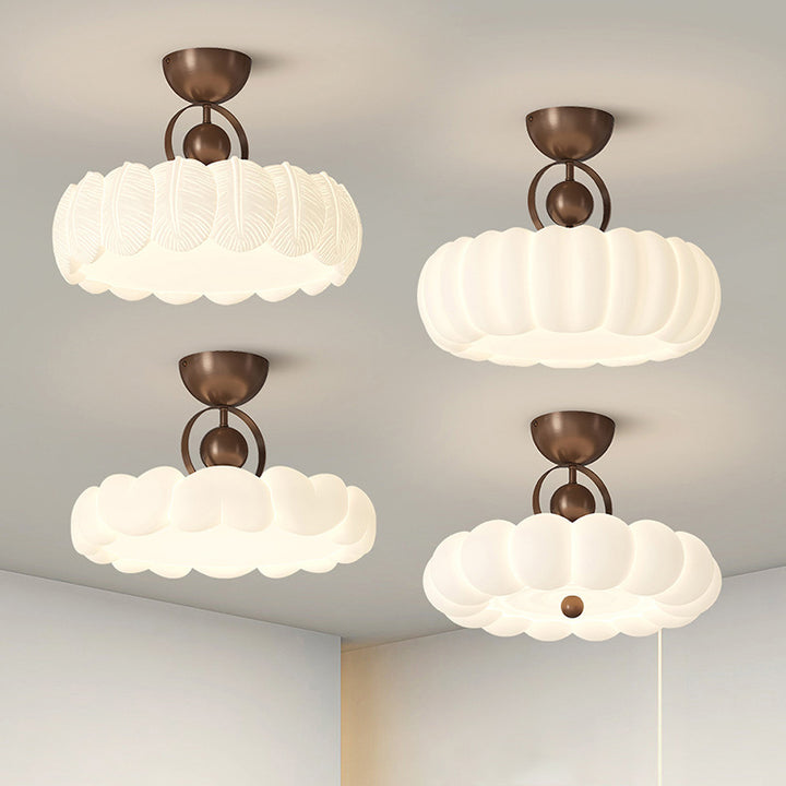 Moderne Art Deco PE Eisen Blase Feder Runde LED Deckenleuchte für Schlafzimmer &amp; Wohnzimmer 
