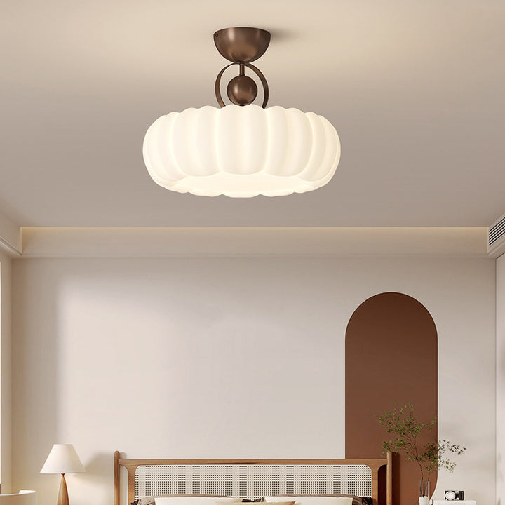 Moderne Art Deco PE Eisen Blase Feder Runde LED Deckenleuchte für Schlafzimmer &amp; Wohnzimmer 