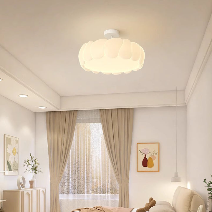 Moderno Minimalista PE Hierro Ondulado Redondo LED Semi-empotrado Montaje de Techo Para Dormitorio y Sala de Estar 