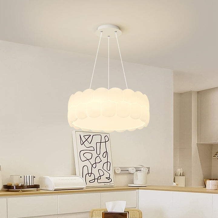 Contemporary Creative PE Iron Bubble Wave Round LED Chandelier For Living Room & Dining Room