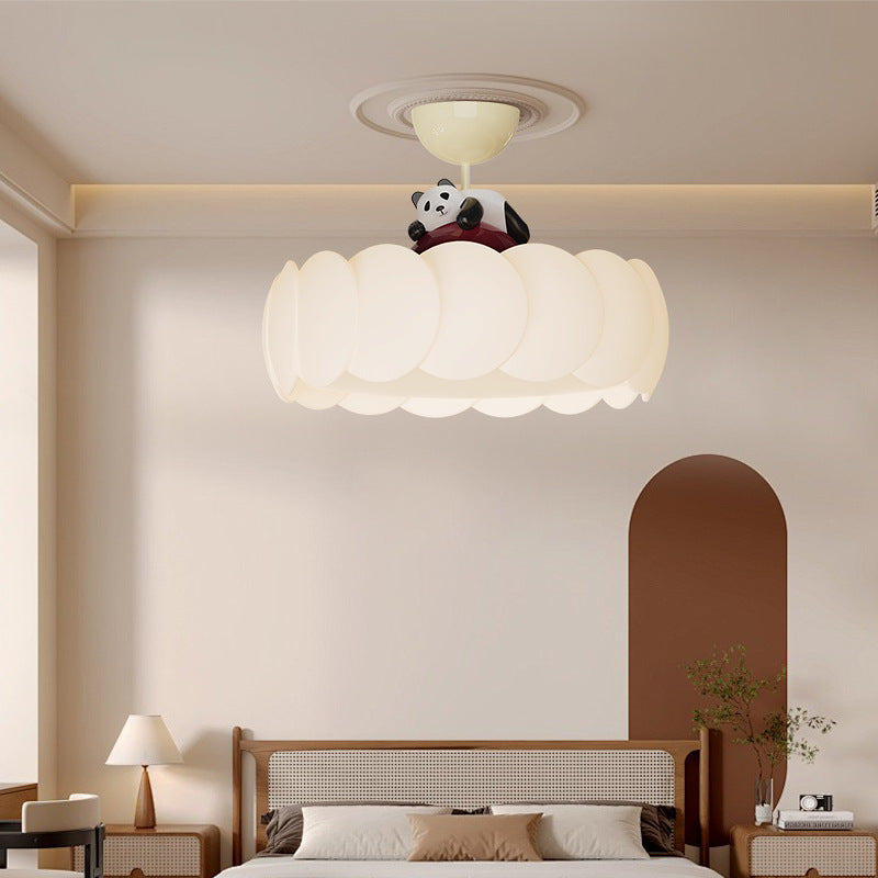 モダンアールデコPEアイアンベアバブルラウンドLEDセミフラッシュマウントシーリングライト 寝室とリビングルーム用 