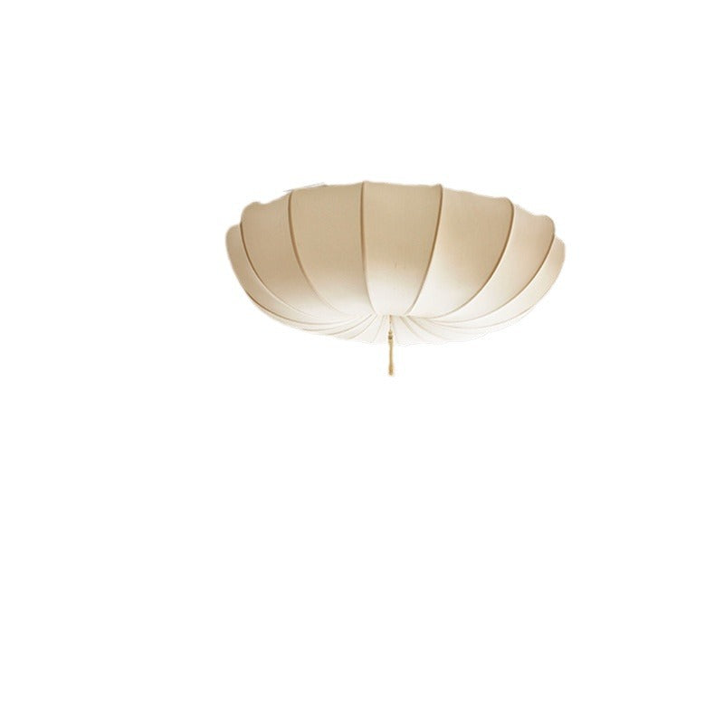 Plafonnier à pampilles plissées en fer avec tissu traditionnel français à 3 lumières pour chambre et salon 