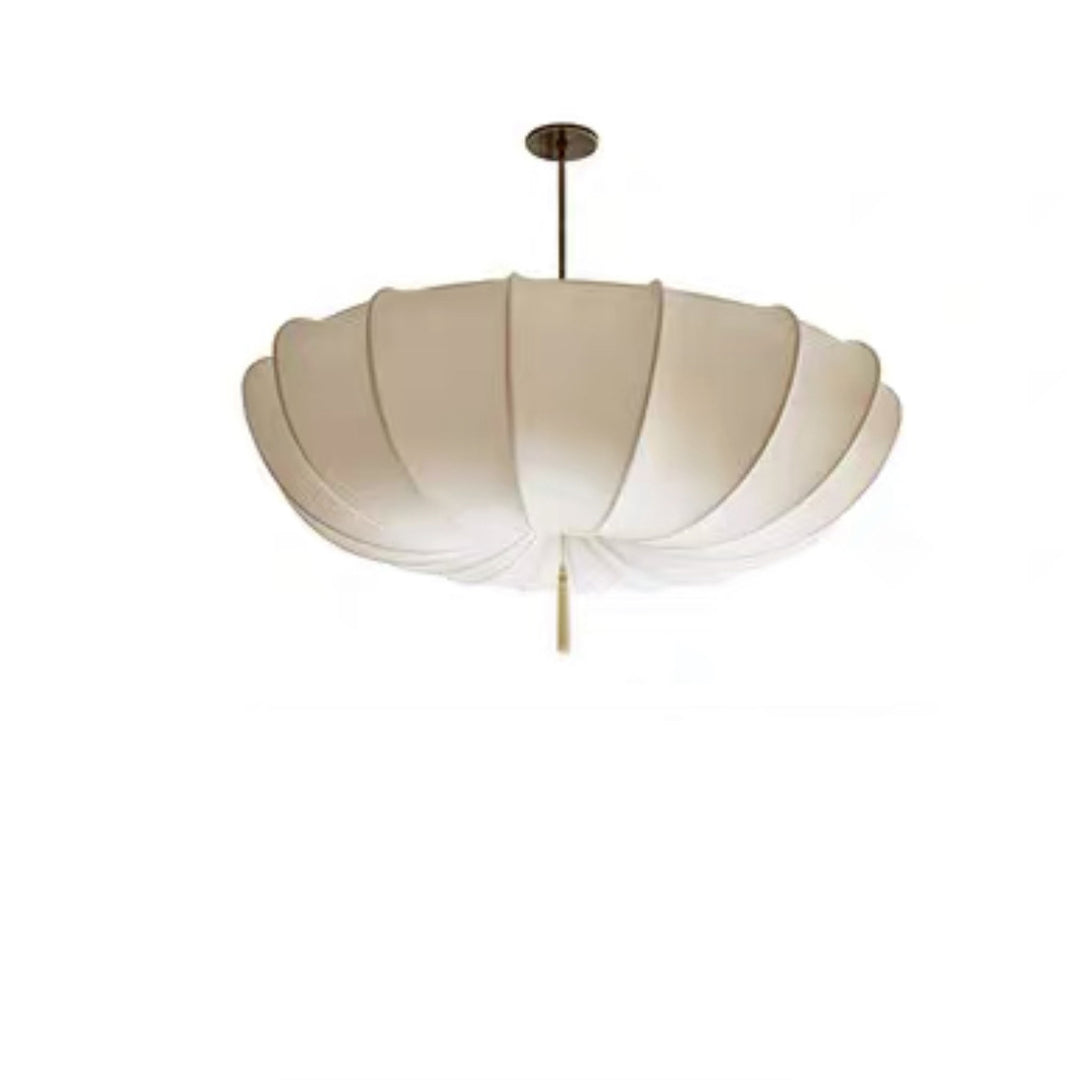 Plafonnier à pampilles plissées en fer avec tissu traditionnel français à 3 lumières pour chambre et salon 