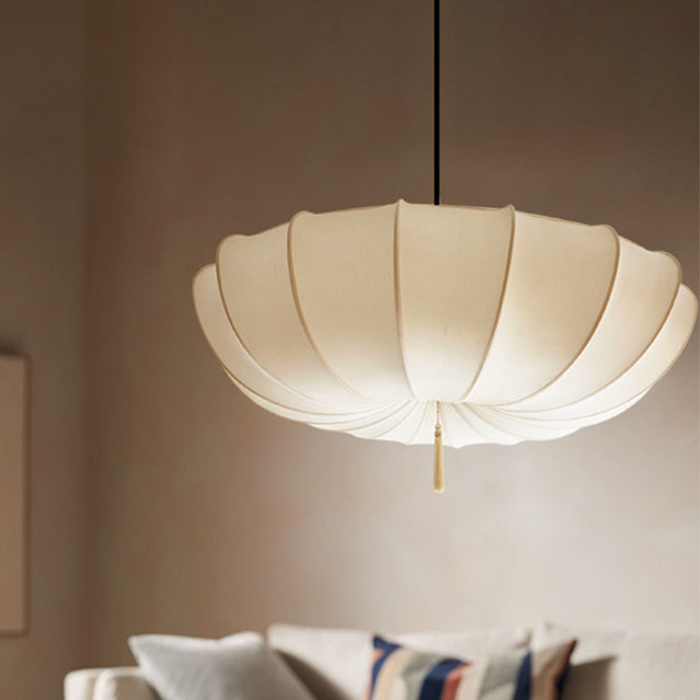 Plafonnier à pampilles plissées en fer avec tissu traditionnel français à 3 lumières pour chambre et salon 