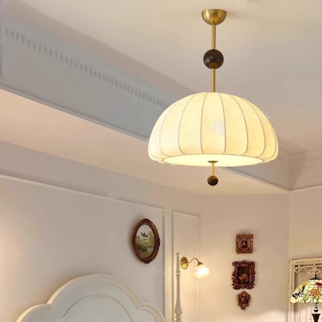 Traditional French Fabric Wood Metal Fan Pattern 3/5-Light Semi-Flush Mount Ceiling Light For Bedroom &amp; Living Room