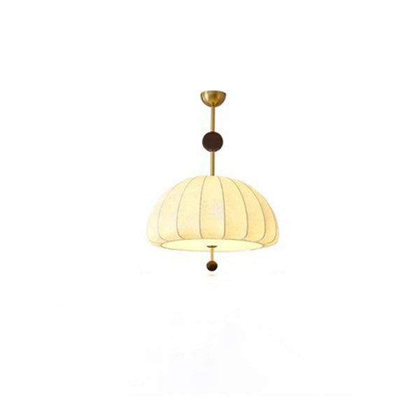 Traditional French Fabric Wood Metal Fan Pattern 3/5-Light Semi-Flush Mount Ceiling Light For Bedroom &amp; Living Room