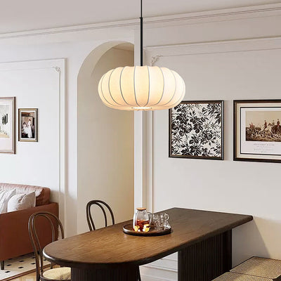 Chandelier traditionnel japonais en fausse soie à rayures de citrouille avec 1/2/3 lumières pour chambre et salon 