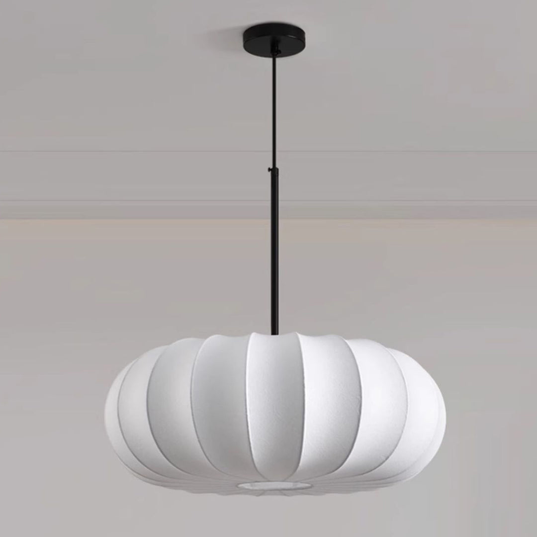 Traditioneller japanischer Faux-Seiden-Kürbisstreifen 1/2/3-Licht-Kronleuchter für Schlafzimmer &amp; Wohnzimmer 