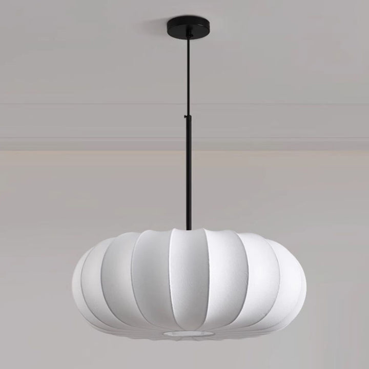 Traditioneller japanischer Faux-Seiden-Kürbisstreifen 1/2/3-Licht-Kronleuchter für Schlafzimmer &amp; Wohnzimmer 