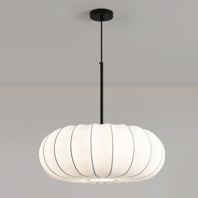 Chandelier traditionnel japonais en fausse soie à rayures de citrouille avec 1/2/3 lumières pour chambre et salon 