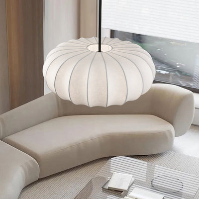 Chandelier traditionnel japonais en fausse soie à rayures de citrouille avec 1/2/3 lumières pour chambre et salon 