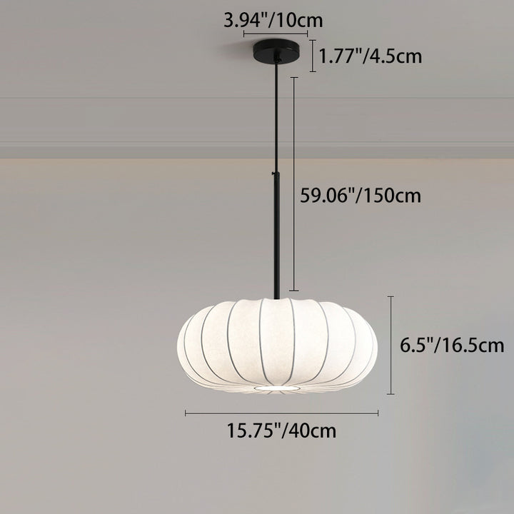 Traditioneller japanischer Faux-Seiden-Kürbisstreifen 1/2/3-Licht-Kronleuchter für Schlafzimmer &amp; Wohnzimmer 