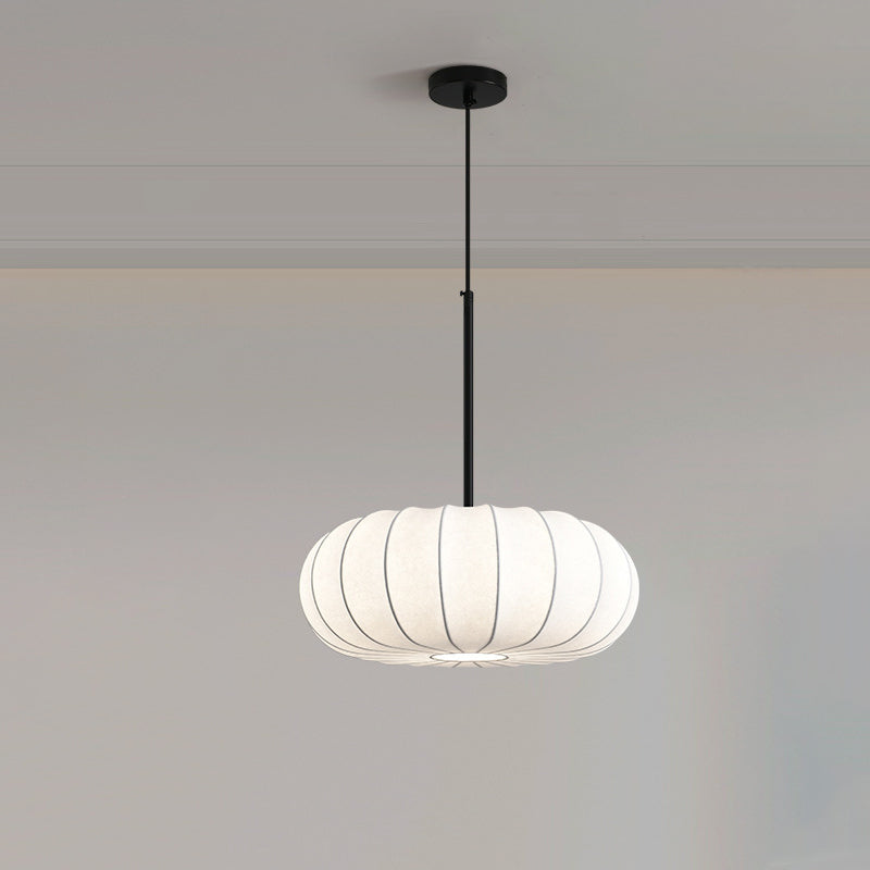 Traditioneller japanischer Faux-Seiden-Kürbisstreifen 1/2/3-Licht-Kronleuchter für Schlafzimmer &amp; Wohnzimmer 