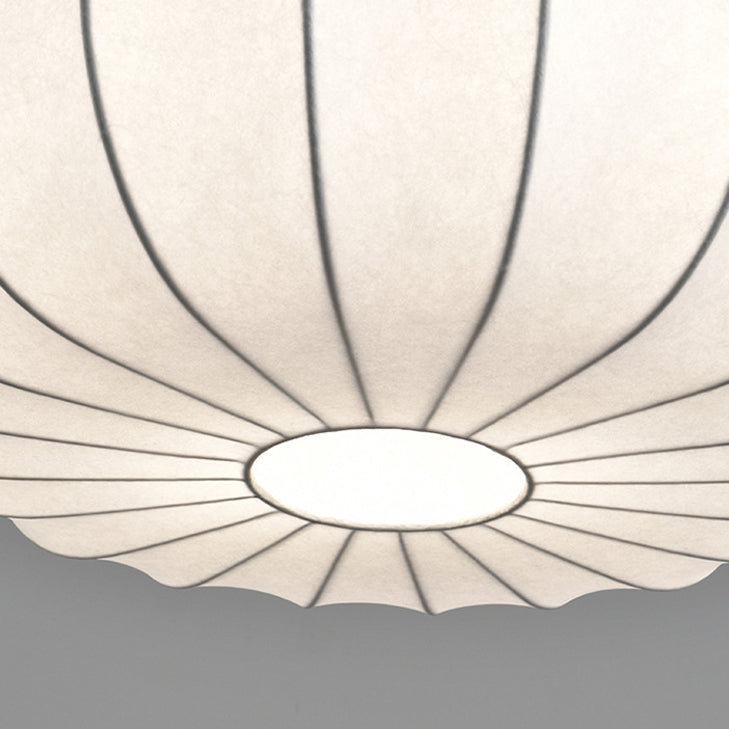 Traditioneller japanischer Faux-Seiden-Kürbisstreifen 1/2/3-Licht-Kronleuchter für Schlafzimmer &amp; Wohnzimmer 
