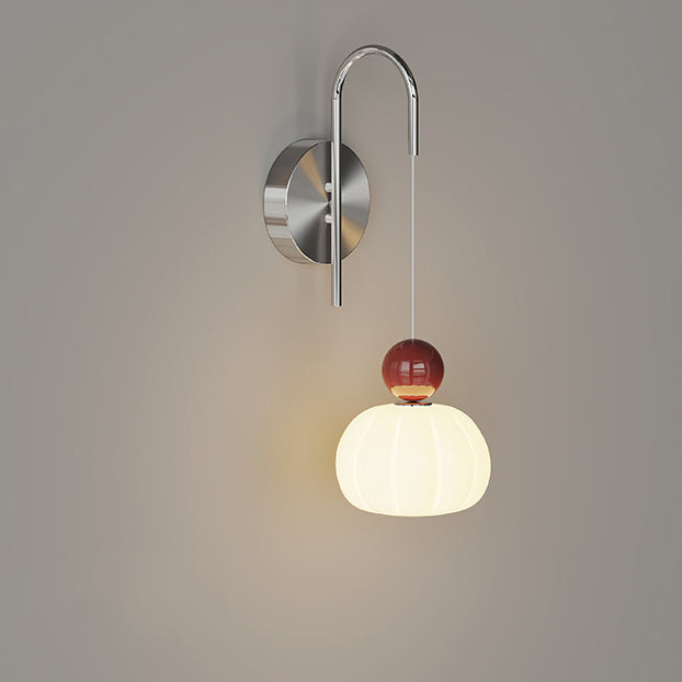 Lámpara de pared LED con forma de calabaza de hierro PE escandinavo contemporáneo para dormitorio y sala de estar 