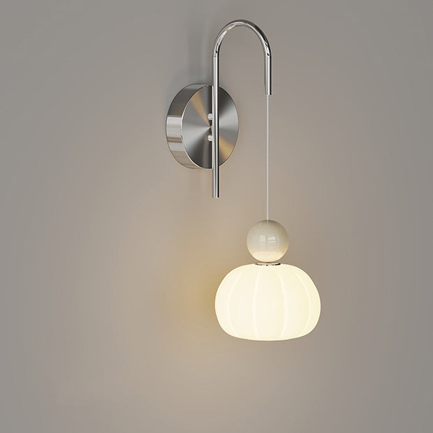 Lámpara de pared LED con forma de calabaza de hierro PE escandinavo contemporáneo para dormitorio y sala de estar 