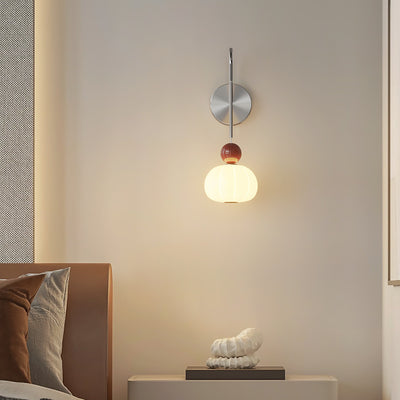 Lámpara de pared LED con forma de calabaza de hierro PE escandinavo contemporáneo para dormitorio y sala de estar 