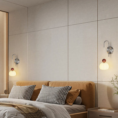 Lámpara de pared LED con forma de calabaza de hierro PE escandinavo contemporáneo para dormitorio y sala de estar 