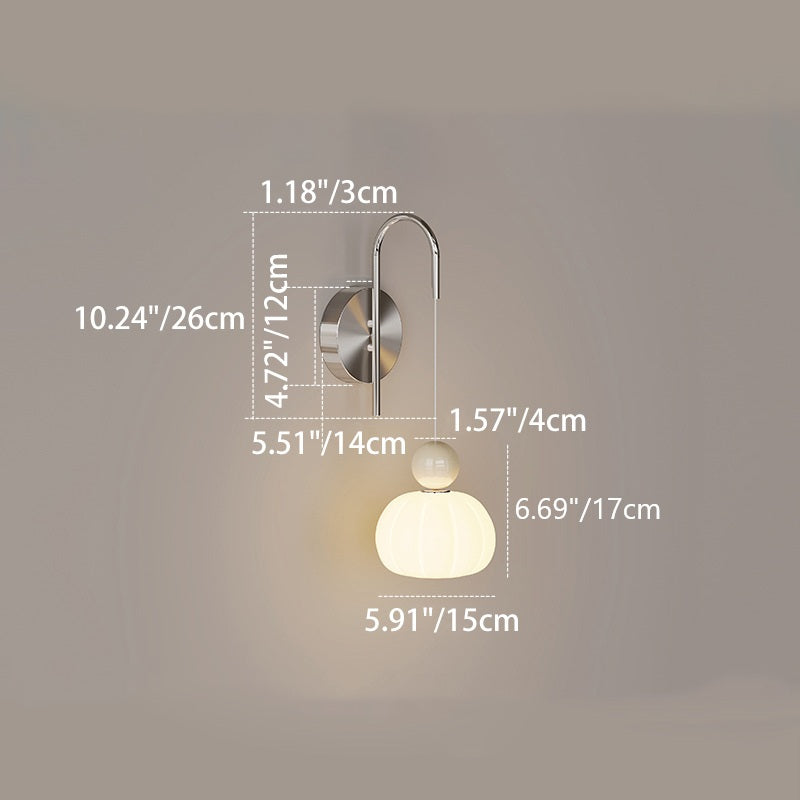 Lámpara de pared LED con forma de calabaza de hierro PE escandinavo contemporáneo para dormitorio y sala de estar 
