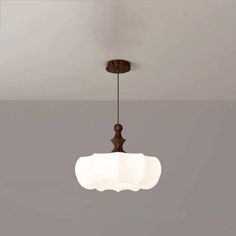 Lustre LED en acrylique en forme de citrouille en bois scandinave contemporain pour chambre et salon 