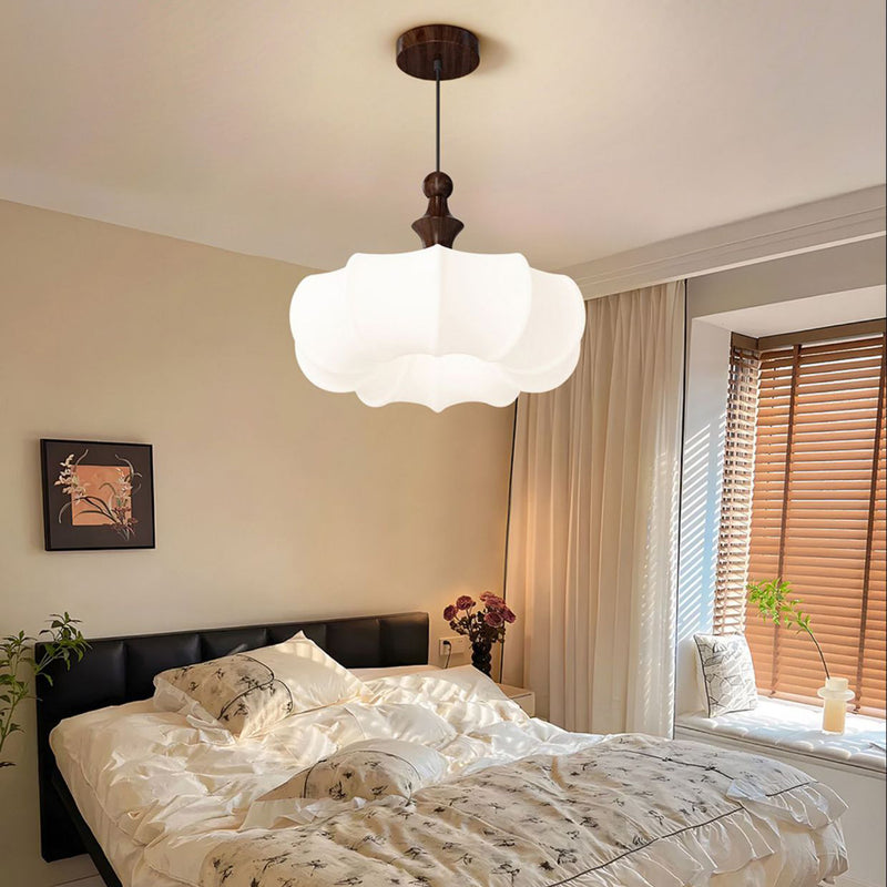 Contemporary Scandinavian Acrylic Wood Pumpkin-Shaped LED Chandelier For Bedroom & Living Room