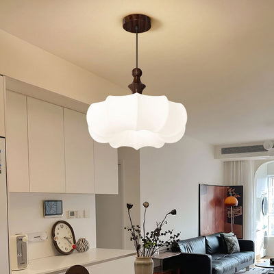 Contemporary Scandinavian Acrylic Wood Pumpkin-Shaped LED Chandelier For Bedroom & Living Room