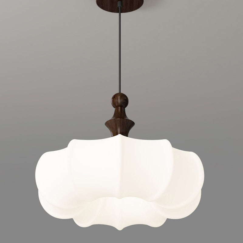 Contemporary Scandinavian Acrylic Wood Pumpkin-Shaped LED Chandelier For Bedroom & Living Room