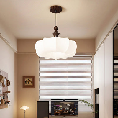 Contemporary Scandinavian Acrylic Wood Pumpkin-Shaped LED Chandelier For Bedroom & Living Room