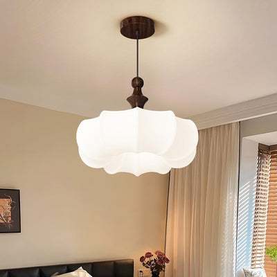 Contemporary Scandinavian Acrylic Wood Pumpkin-Shaped LED Chandelier For Bedroom & Living Room