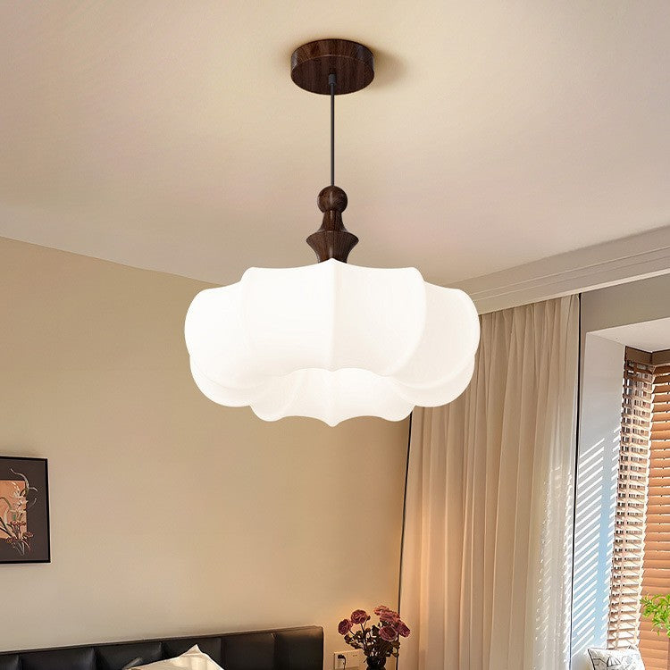 Contemporary Scandinavian Acrylic Wood Pumpkin-Shaped LED Chandelier For Bedroom & Living Room