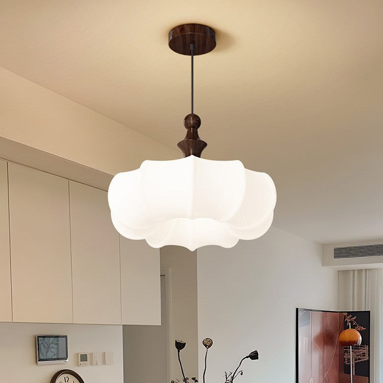 Lustre LED en acrylique en forme de citrouille en bois scandinave contemporain pour chambre et salon 