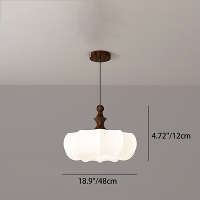 Contemporary Scandinavian Acrylic Wood Pumpkin-Shaped LED Chandelier For Bedroom & Living Room