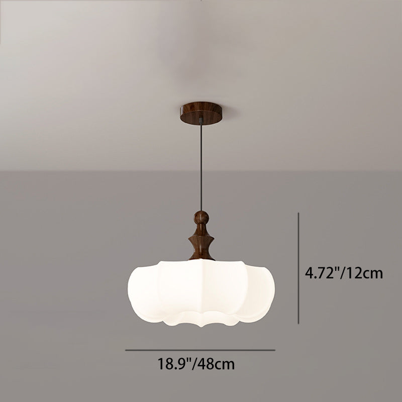 Contemporary Scandinavian Acrylic Wood Pumpkin-Shaped LED Chandelier For Bedroom & Living Room