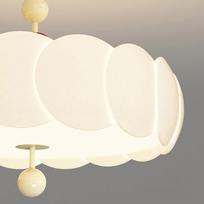 Zeitgenössische skandinavische PE Eisen Cremefarbene Gewellte Kürbis Runde LED Halbeinbau-Deckenleuchte für Schlafzimmer & Wohnzimmer 