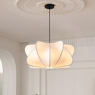 Traditional Japanese Faux Silk Iron Propeller-Shaped 2/3-Light Chandelier For Bedroom & Living Room