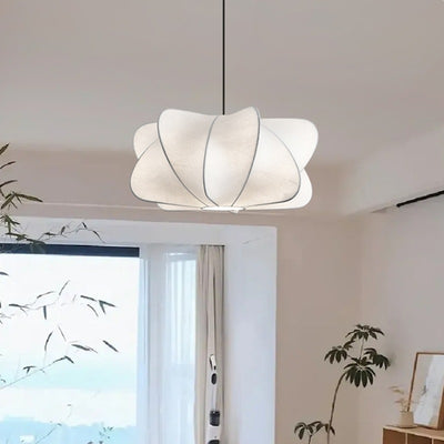 Traditional Japanese Faux Silk Iron Propeller-Shaped 2/3-Light Chandelier For Bedroom & Living Room
